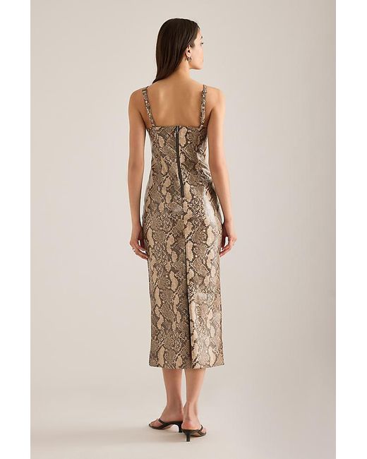 Bardot Natural Estine Faux-Snakeskin Midi Dress