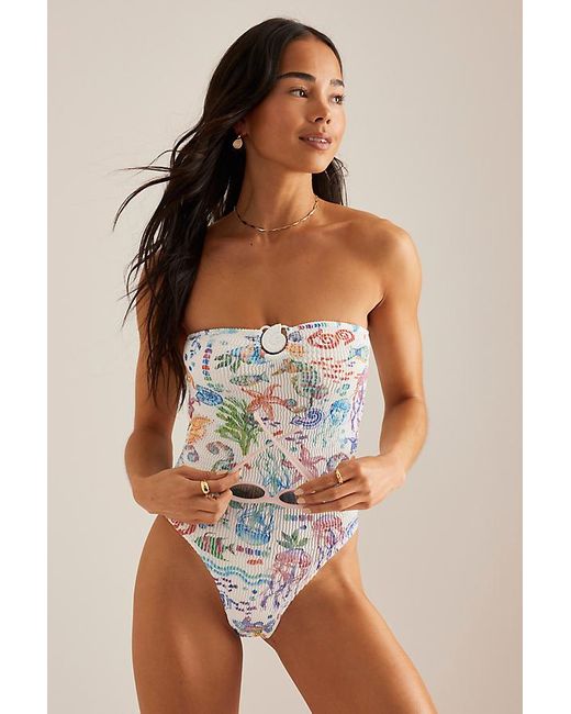 Cleonie Swim White Bay Maillot Bandeau One-Piece Swimsuit