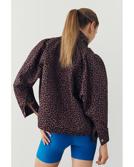 Daily Practice Blue Nylon Funnel-Neck Jacket