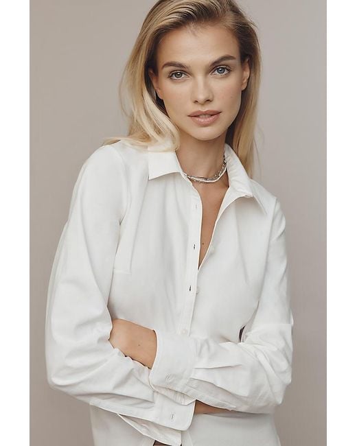 Maeve White The Gracelyn Slim Buttondown Shirt By