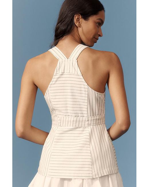 Maeve Blue Sleeveless Square-Neck Overall Top