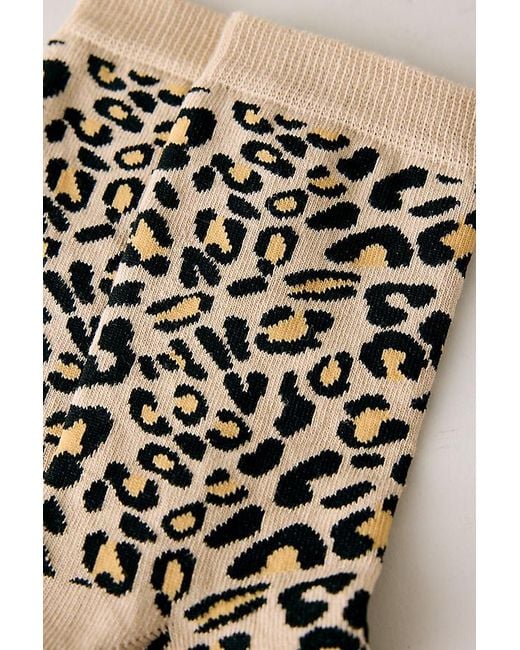 By Anthropologie Natural Leopard Print Trouser Socks
