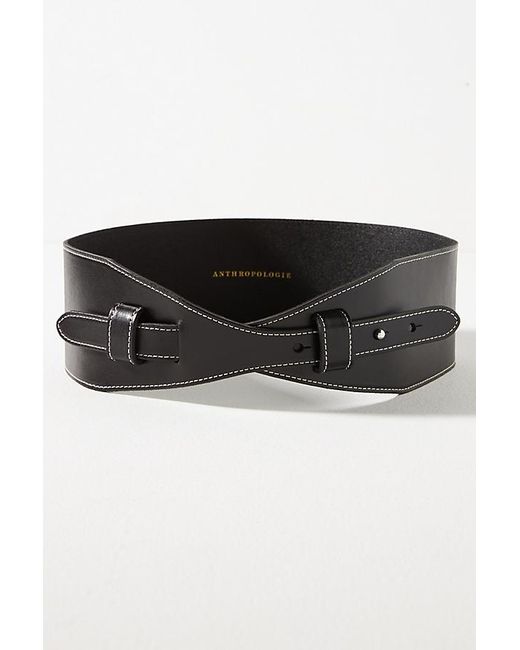 By Anthropologie Black Curved Corset Waist Belt