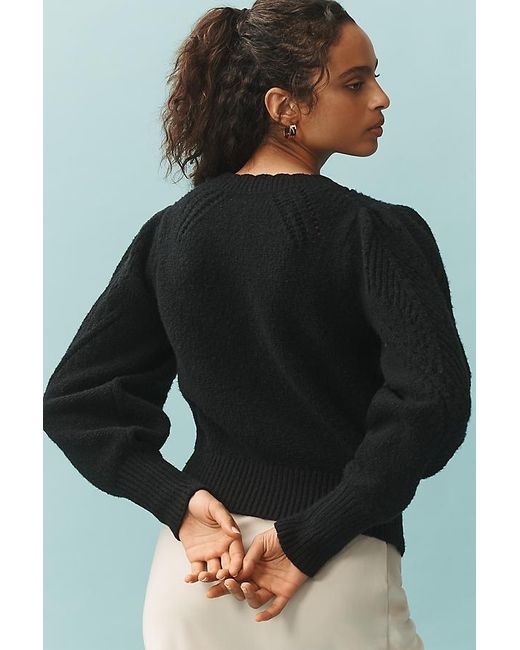 By Anthropologie Black Scalloped Collar Jumper