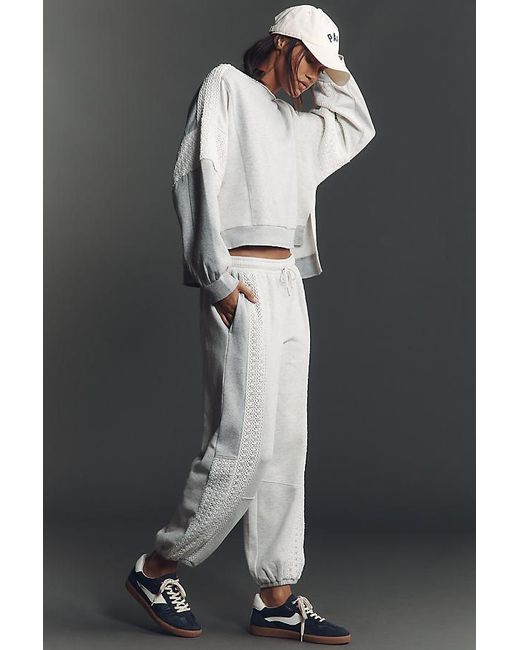 Daily Practice Black Lace-Inset Joggers