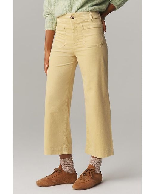 Maeve Natural The Colette Cropped Wide-Leg Trousers By Corduroy Edition