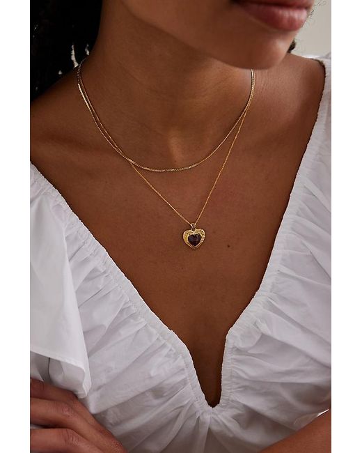 Rachel Jackson Black Mini Garnet Heart Necklace
