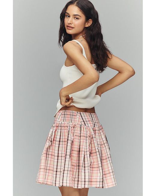 Maeve Natural Basque-Waist Flirty Mini Skirt