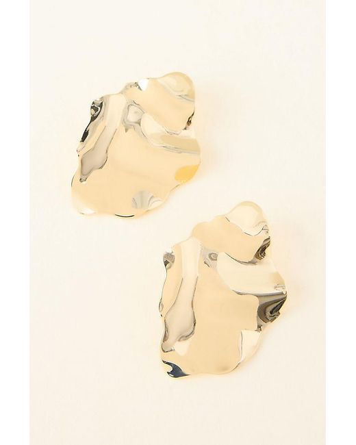 Anthropologie Natural Oversized Hammered Metal Earrings
