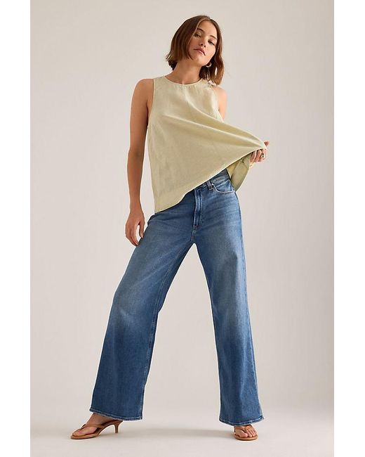 PAIGE Blue Anessa Wide-Leg Jeans