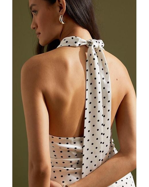 Maeve Green Wrap Satin Halter Neck Top