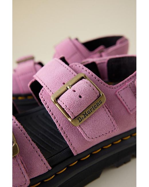Dr. Martens Pink Zebzag Nubuck Platform Sandals