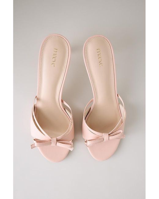 Maeve Natural Leather Bow Mule Heels