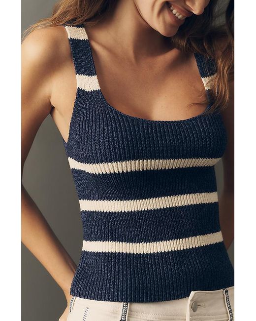 Maeve Blue Square-Neck Knit Tank Top