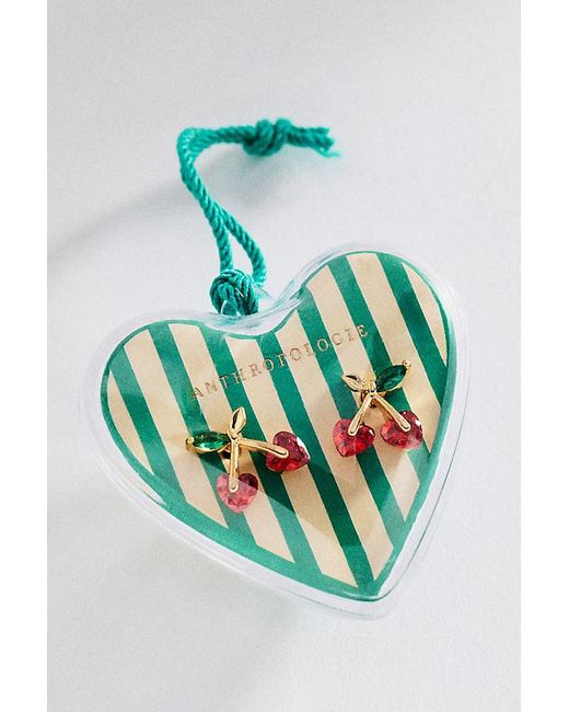 By Anthropologie Red Heart Icon Stud Earrings