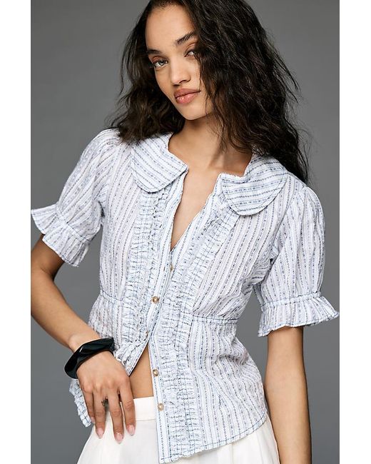 Pilcro Multicolor The Keira Collared Button-Front Blouse By Tuxedo Edition