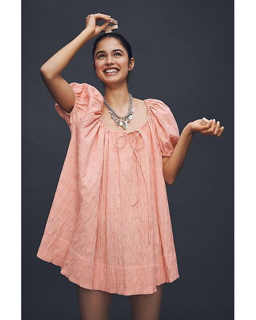 Maeve Blue Scoop-Neck Mini Swing Dress