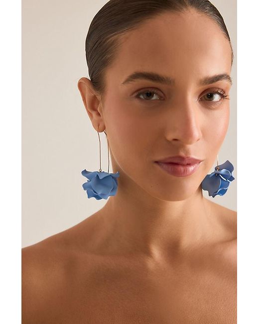 By Anthropologie Brown Resin Flower Threader Earrings