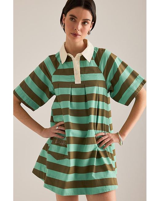 Damson Madder Green Maggie Stripe Mini Polo Dress