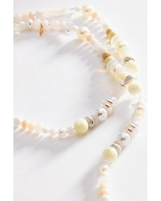 By Anthropologie White Multi-Colour Beaded Necklace