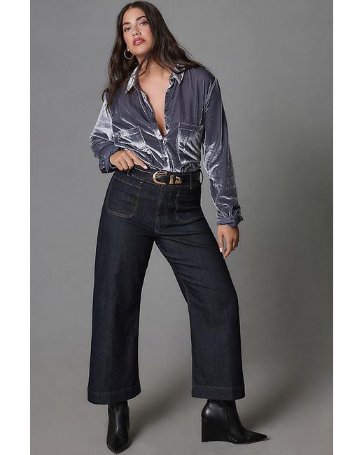 Maeve Blue The Colette Cropped Wide-Leg Jeans By
