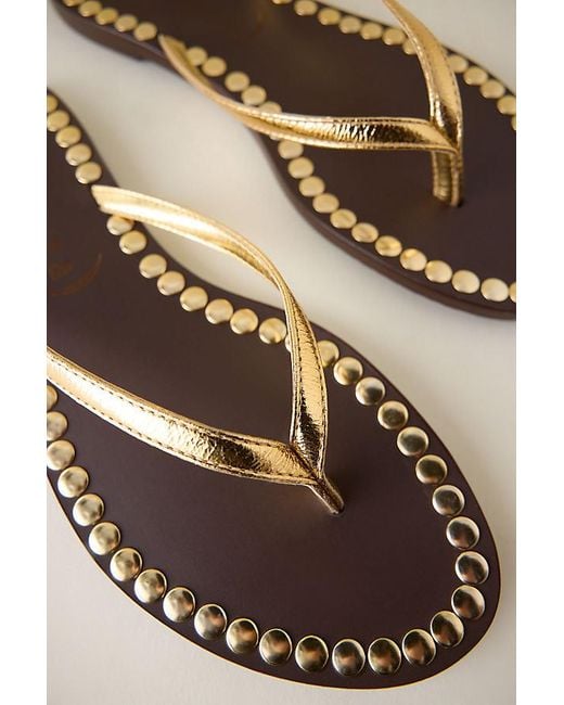 Vicenza Natural Studded Leather Flip Flops