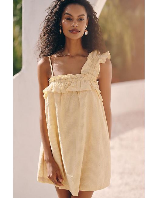 Celandine Natural Ruffle Swing Mini Dress