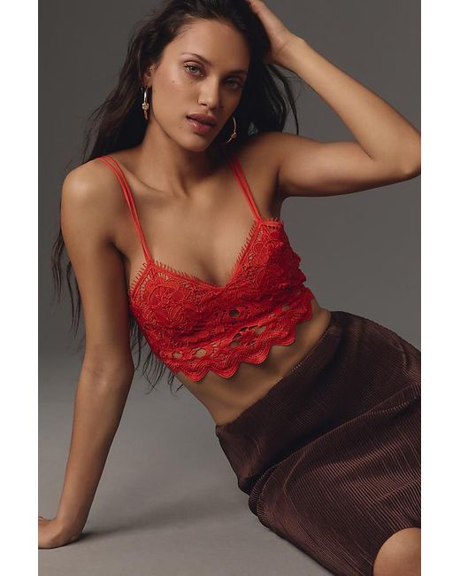 Anthropologie Red The Viviette Lace Bra Top