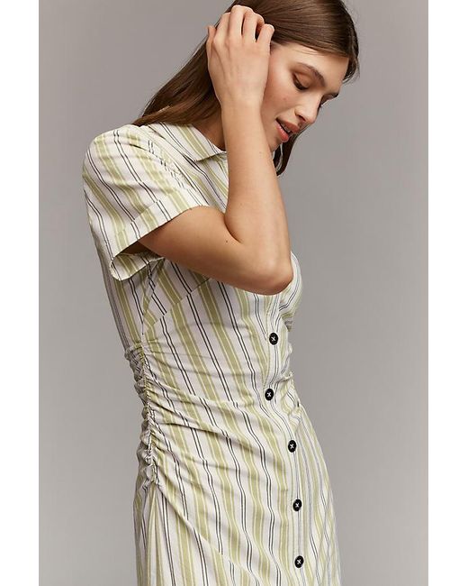 Pilcro Natural Cotton Stretch Midi Shirt Dress
