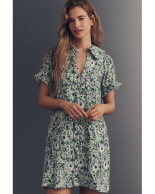 Pilcro Gray The Keira Collared Button-Front Mini Dress By