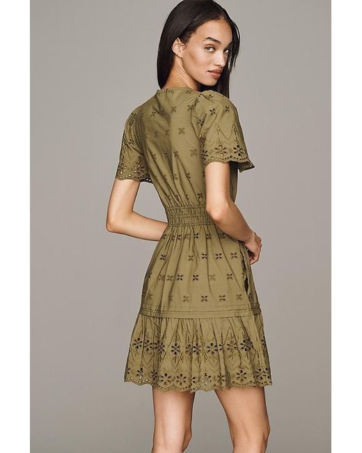 By Anthropologie Green The Somerset Smocked Mini Dress