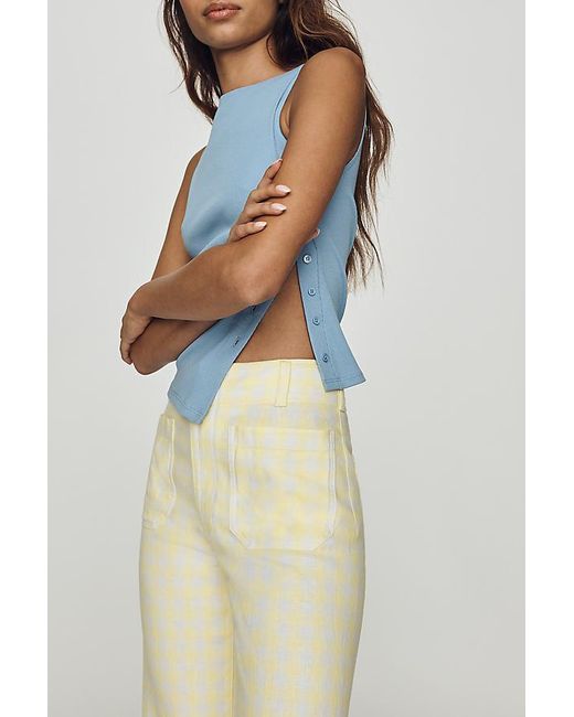 Maeve Blue The Colette Linen-Blend Stretch Wide-Leg Trousers By