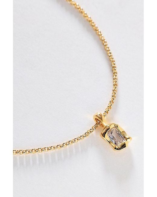 By Anthropologie White Bezel Crystal Pendant Necklace