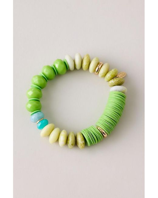 By Anthropologie Green Chunky Beaded Stretch Bracelet
