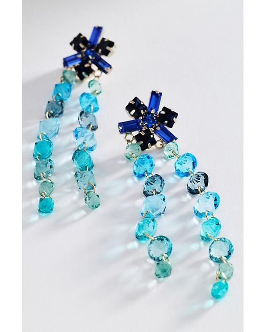 By Anthropologie Blue Drippy Crystal Earrings