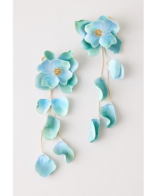 By Anthropologie Blue Floral Drop Earrings