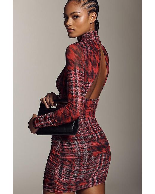 AFRM Multicolor Mock-Neck Cutout Mini Dress
