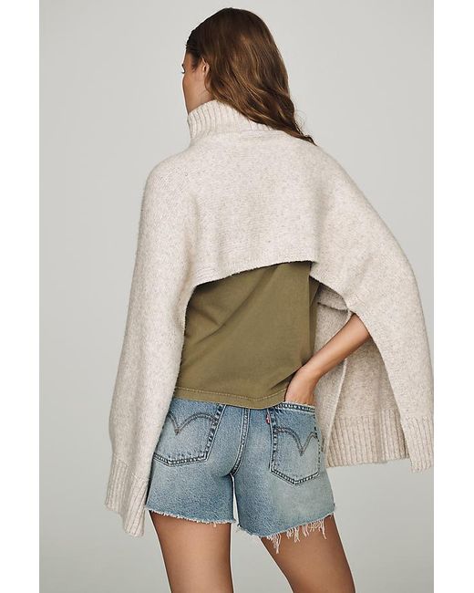 By Anthropologie Natural Funnel-Neck Cropped Shrug Poncho
