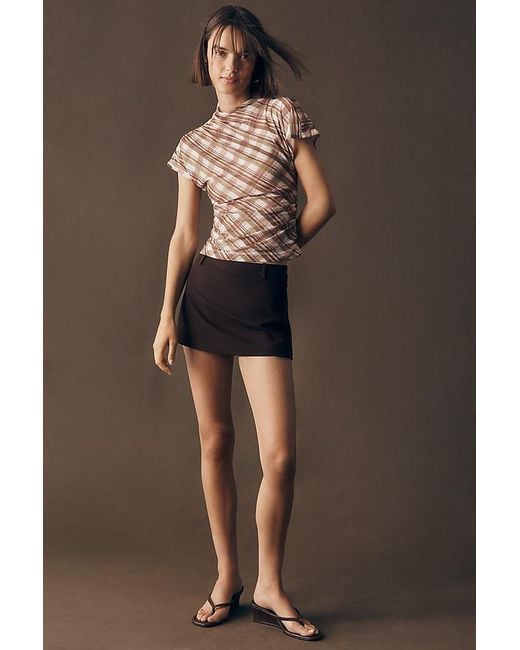 Maeve Multicolor Ruched Mock-Neck Top