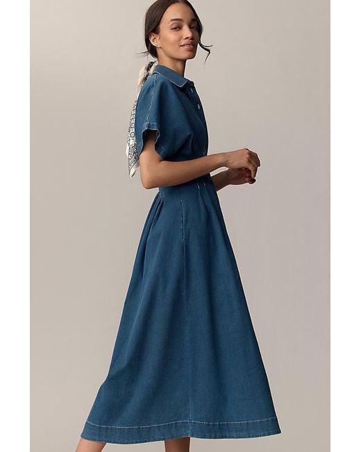 white christmas dresses Reba Dress- Denim-TKS Collab – Oh My Stars Apparel main image 0