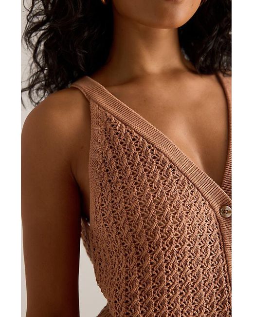 Varley Blue Alessia Pointelle Knit Tank Cotton Top