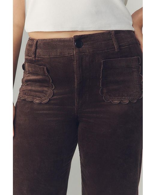 Maeve Brown The Colette Crop Wide-Leg Trousers By Corduroy Scallop Pocket Edition