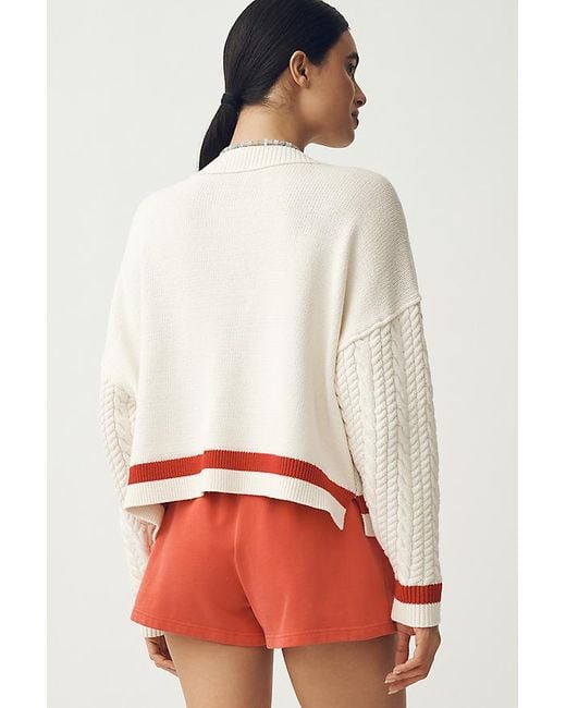 Maeve Red Graphic Cable-Knit Jumper