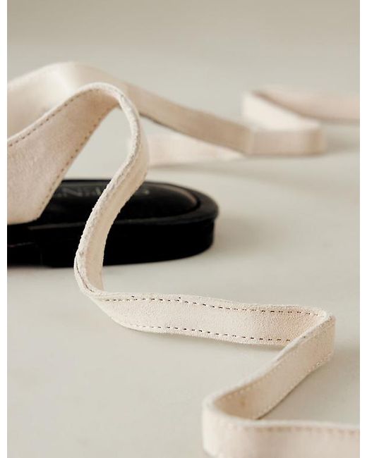 Silent D Natural Suede Tie-up Toe-strap Sandals