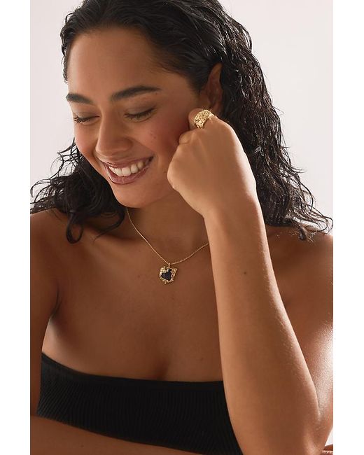 By Anthropologie Brown Plated Hammered Ring