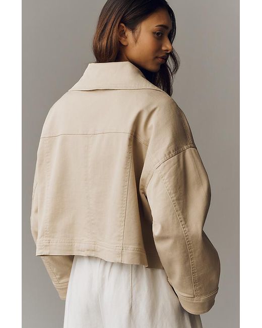 By Anthropologie Natural Funnel-Neck Utility Jacket