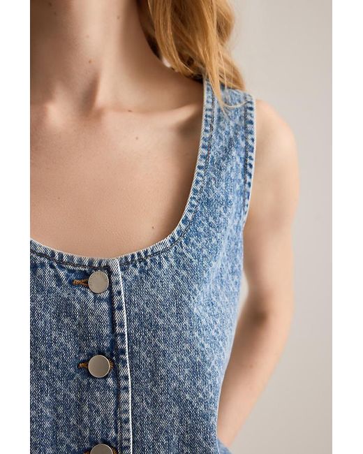 seventy + mochi Blue Kane Laser Button-Front Denim Vest