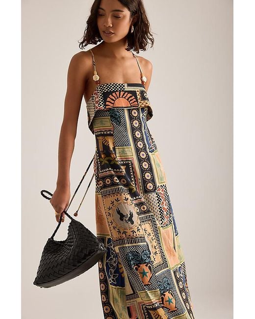 By Anthropologie Natural Lia Linen-Blend Beaded Strap Midi Dress