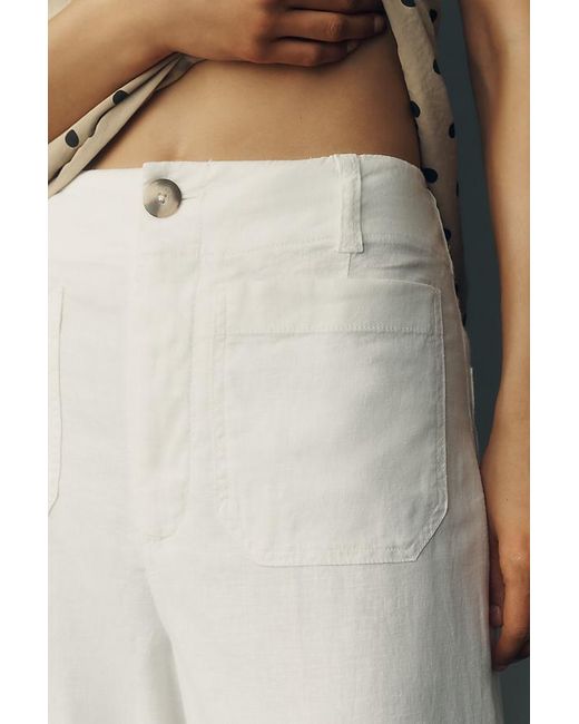 Maeve Natural The Colette Beachy Linen Full-Length Wide-Leg Trousers By