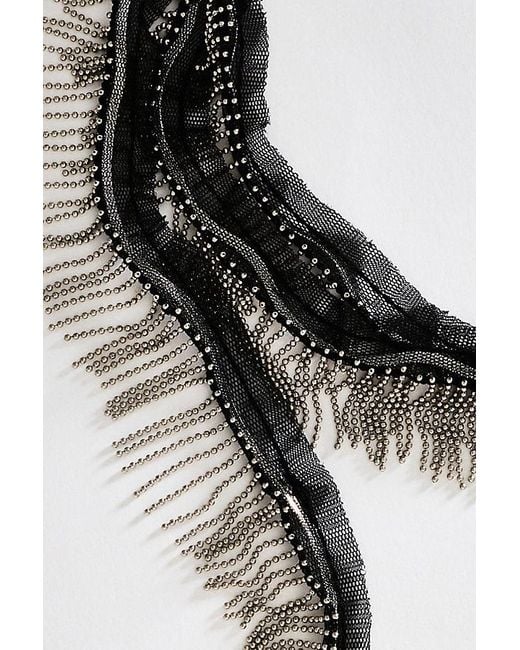 By Anthropologie Black Prelayer Wrap Tassel Necklace